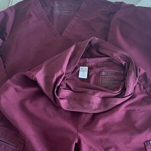 Figs Medical Scrub Set in Burgundy maternity
